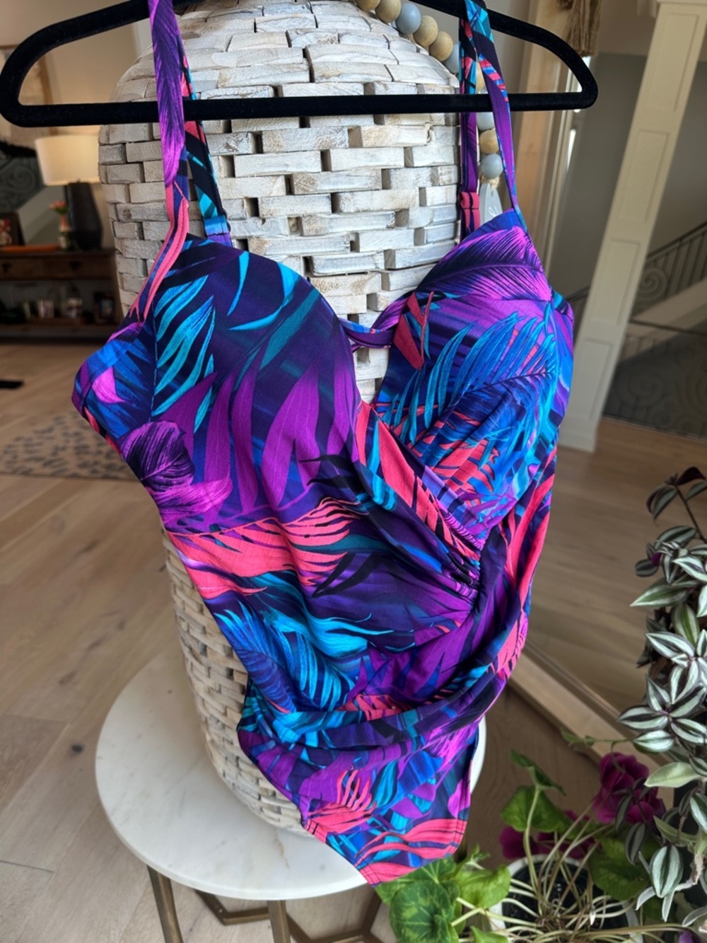 Miraclesuit Women's Tropical Print One Piece Swimsuit - Purple and Blue